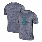 Seattle Mariners Gray Black Striped Logo Performance T-Shirt